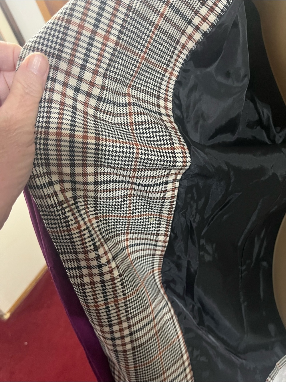 BE COOL Plaid Double-Breasted Blazer - Black, Taupe, Brown - Picture 7 of 8